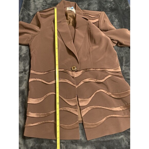 Vtg Louise Ricci Womens Suit Chocolate Brown Size 18 Beaded Embellished Lined - Picture 9 of 16